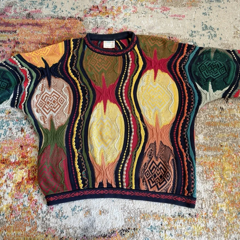 Vintage 90s Coogi Australia 3D Knit Crewneck Sweater Multicolored Size XL